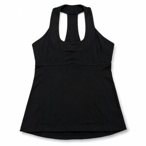 Lululemon Scoop Neck Yoga Tank Built In Bra Black Racerback Size 10